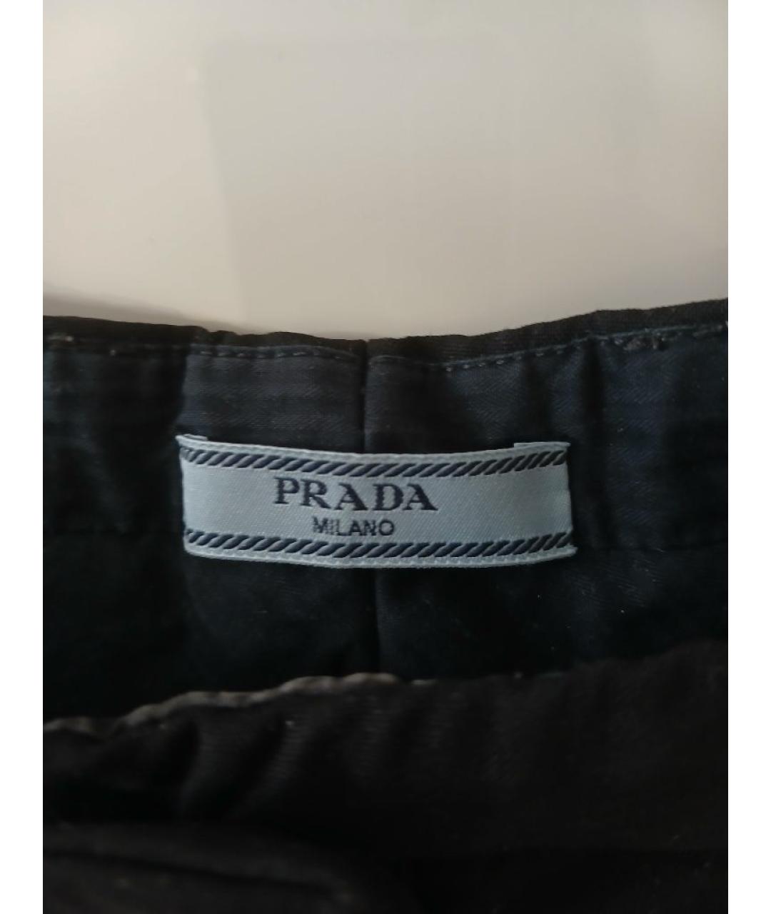 PRADA Черные льняные брюки узкие, фото 3