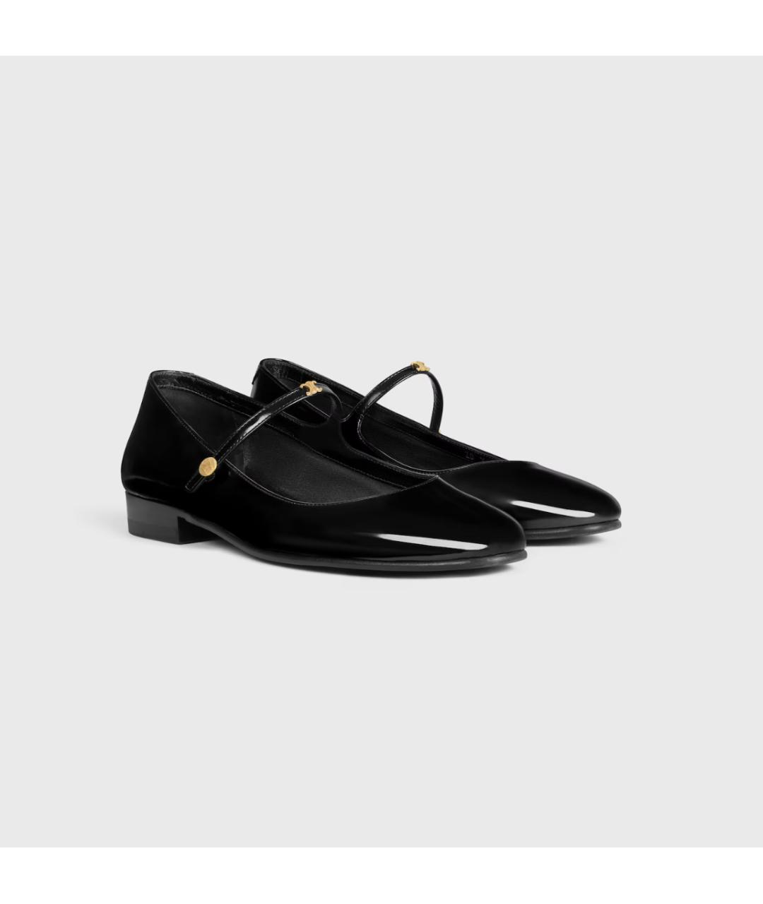 CELINE Черные балетки из лакированной кожи, фото 4