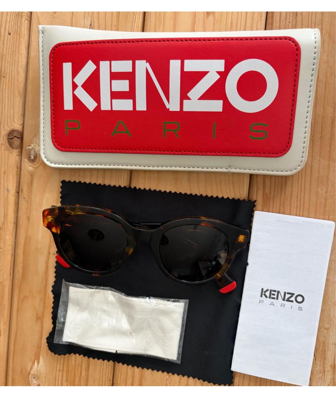 KENZO Коричневые пластиковые солнцезащитные очки, фото 4