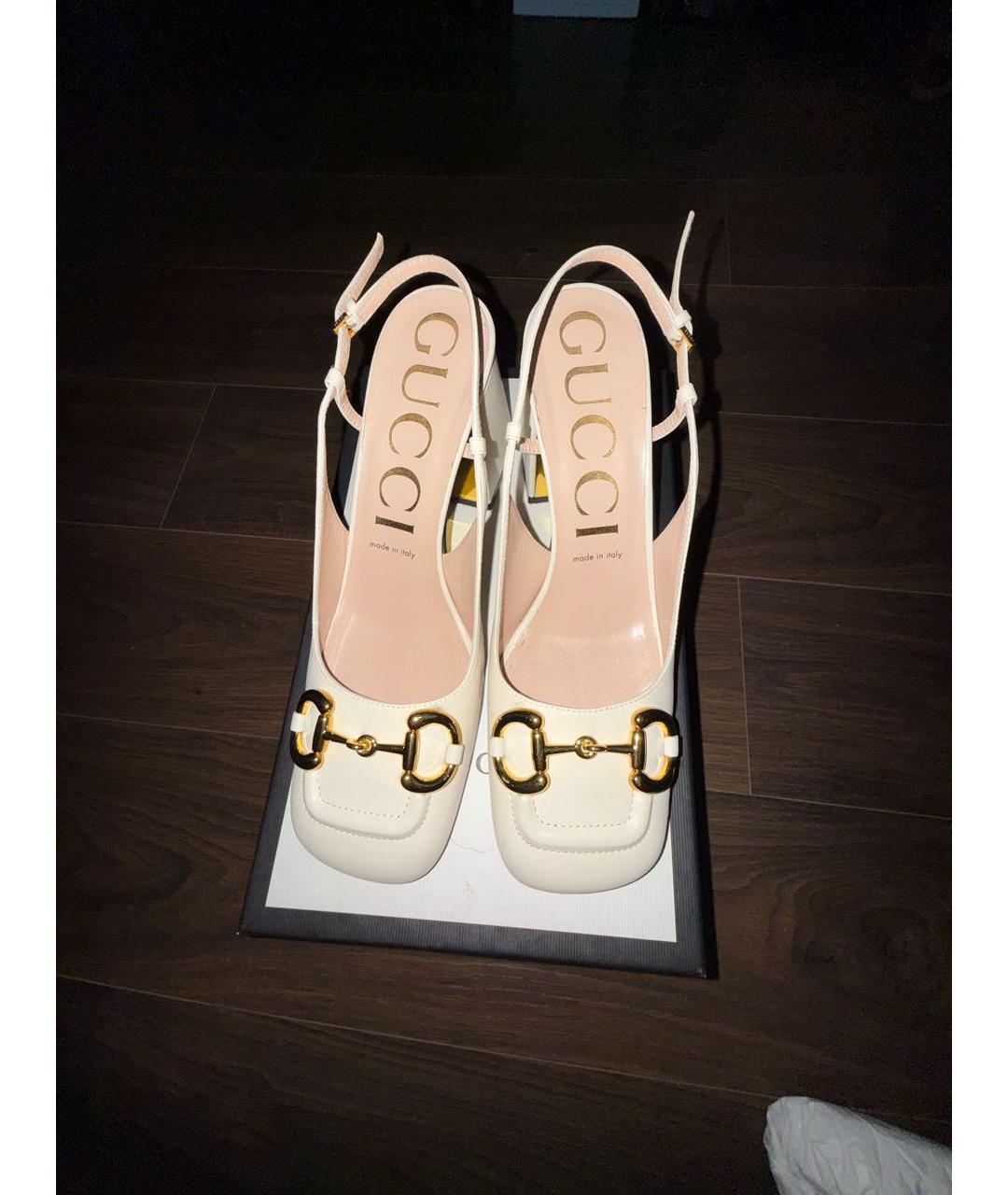 GUCCI Бежевые кожаные туфли, фото 2