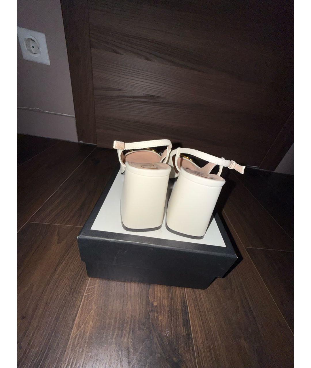 GUCCI Бежевые кожаные туфли, фото 4