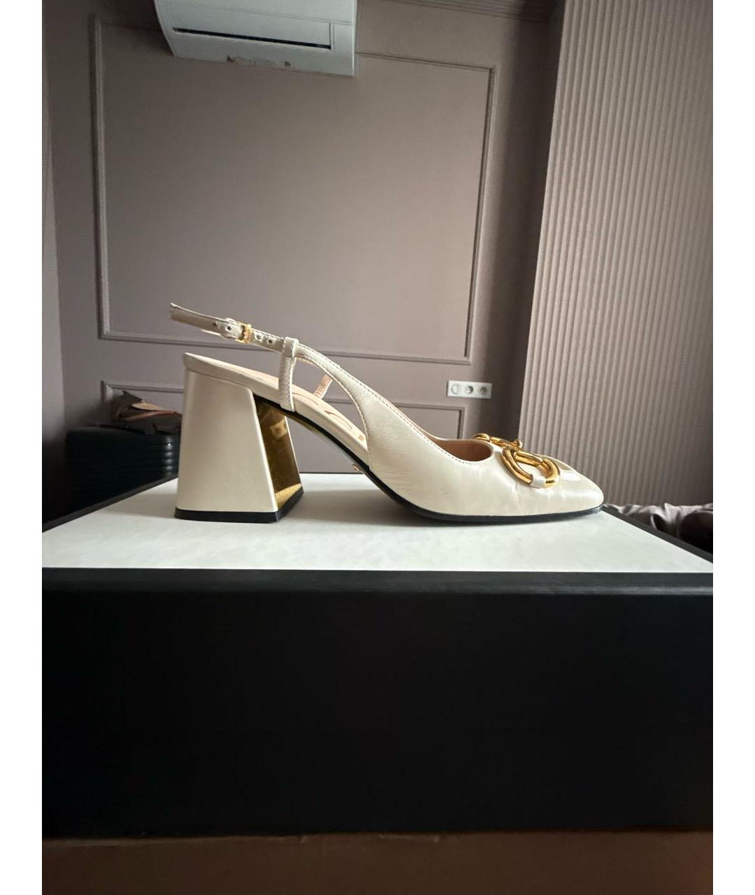GUCCI Бежевые кожаные туфли, фото 5