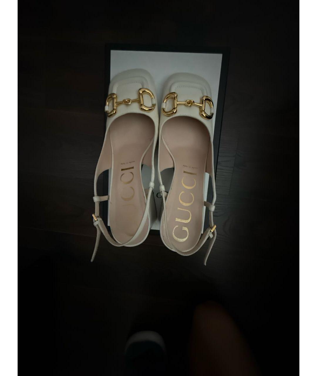 GUCCI Бежевые кожаные туфли, фото 3