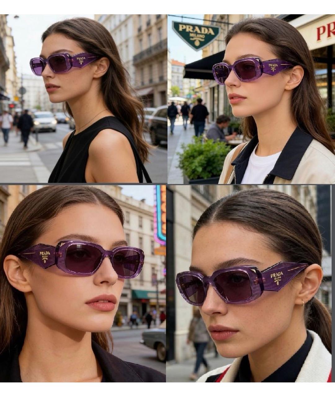 PRADA Фиолетовые пластиковые солнцезащитные очки, фото 6