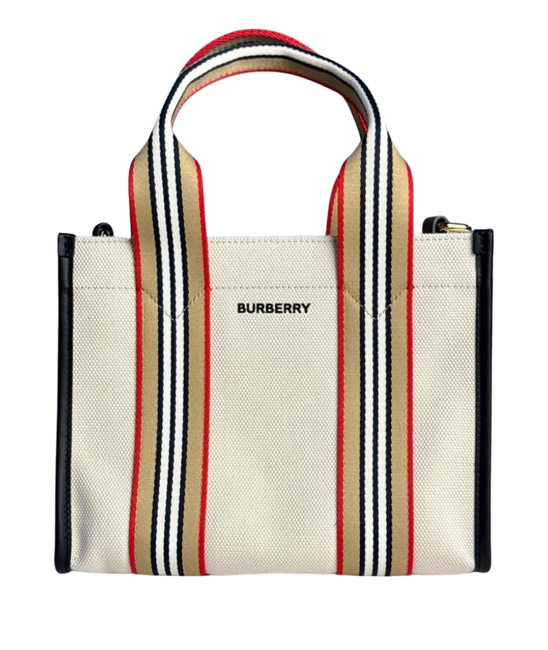 BURBERRY Бежевая тканевая сумка тоут, фото 1