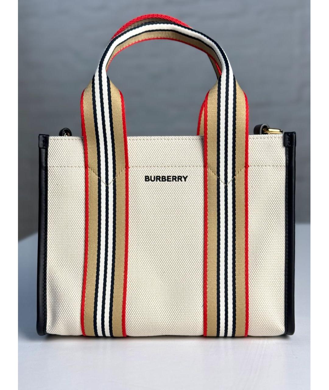 BURBERRY Бежевая тканевая сумка тоут, фото 10