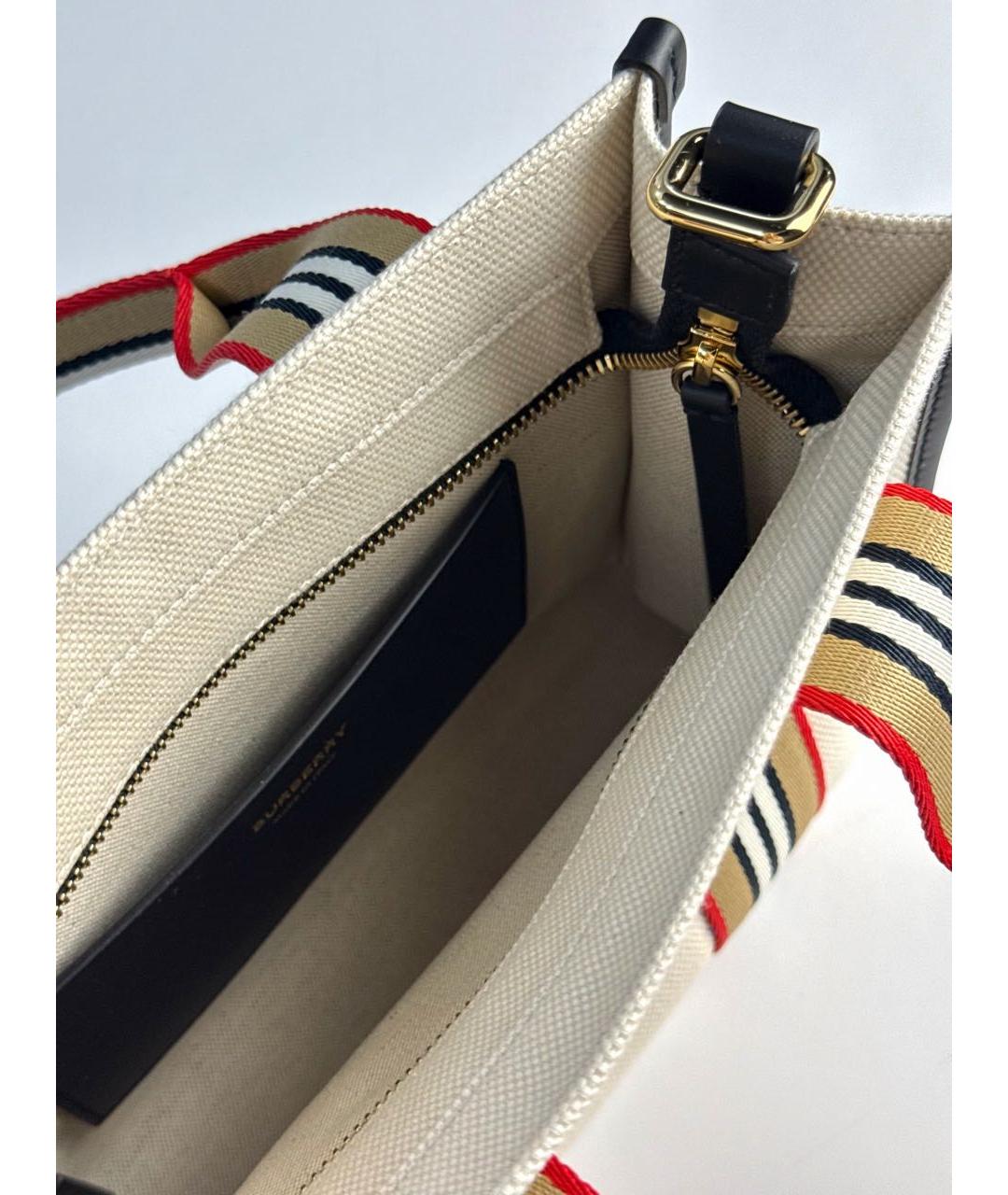 BURBERRY Бежевая тканевая сумка тоут, фото 9