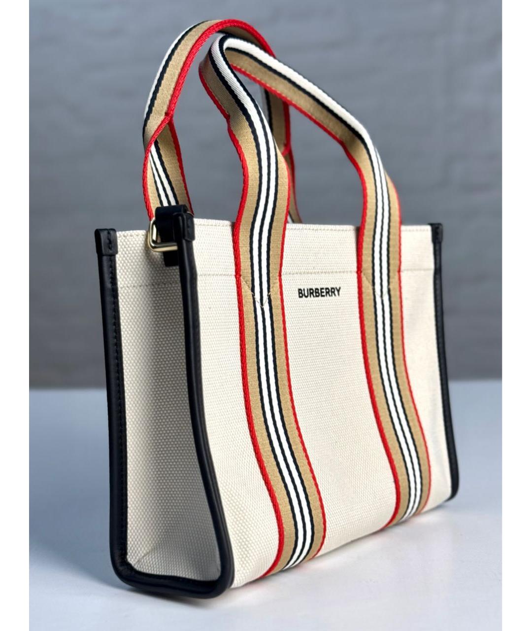 BURBERRY Бежевая тканевая сумка тоут, фото 4