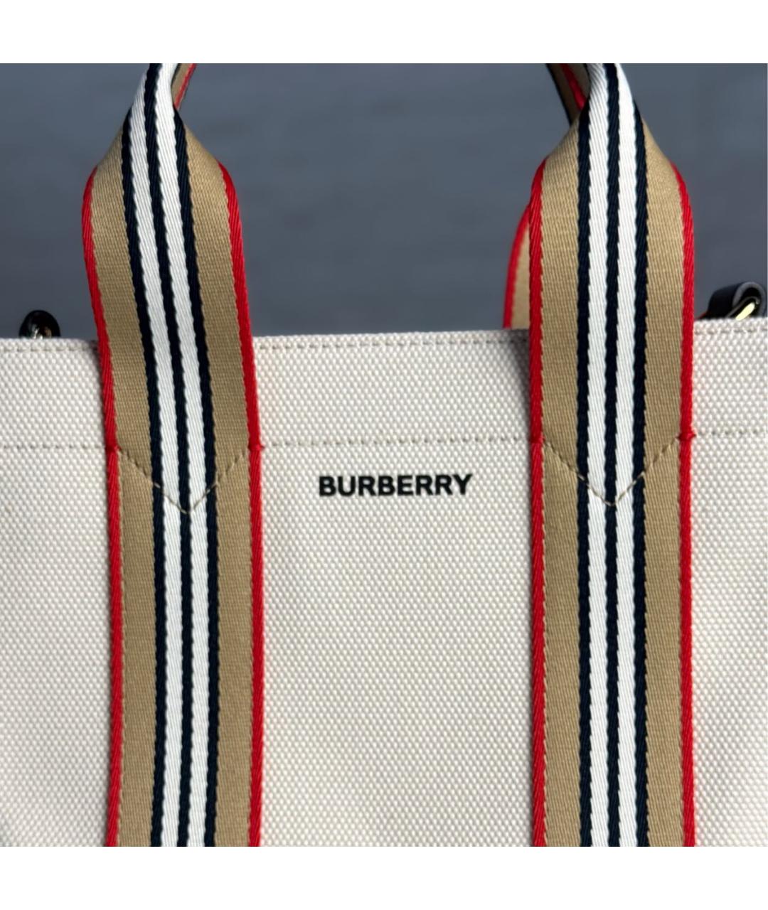 BURBERRY Бежевая тканевая сумка тоут, фото 7