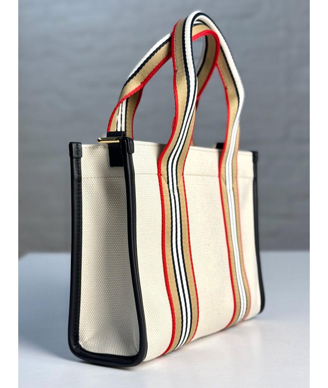 BURBERRY Бежевая тканевая сумка тоут, фото 3