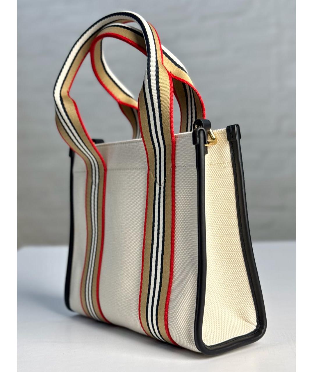 BURBERRY Бежевая тканевая сумка тоут, фото 5