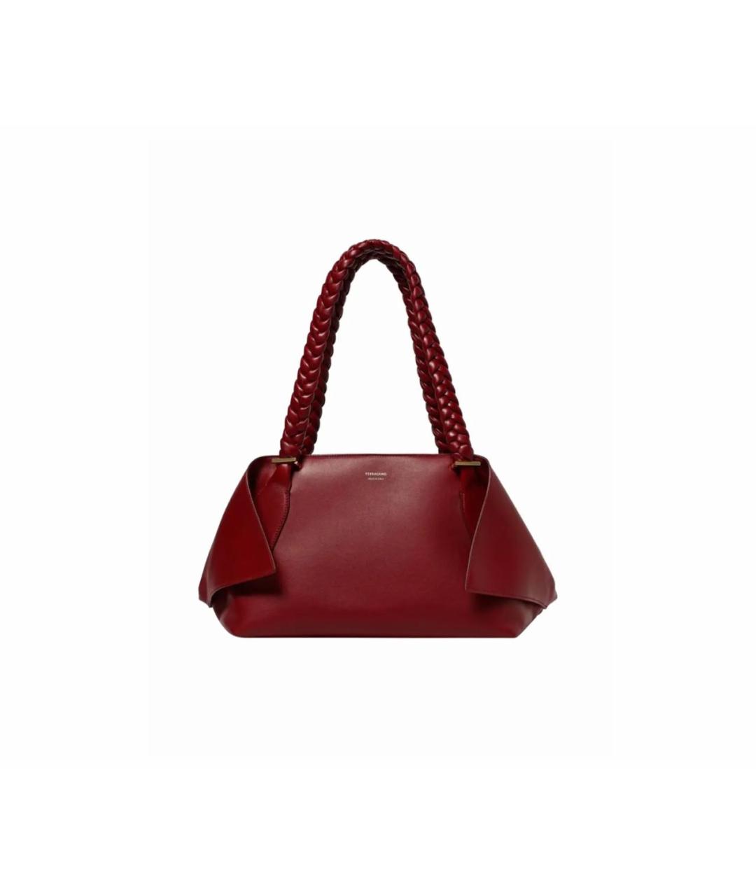 FERRAGAMO Бордовая кожаная сумка тоут, фото 5