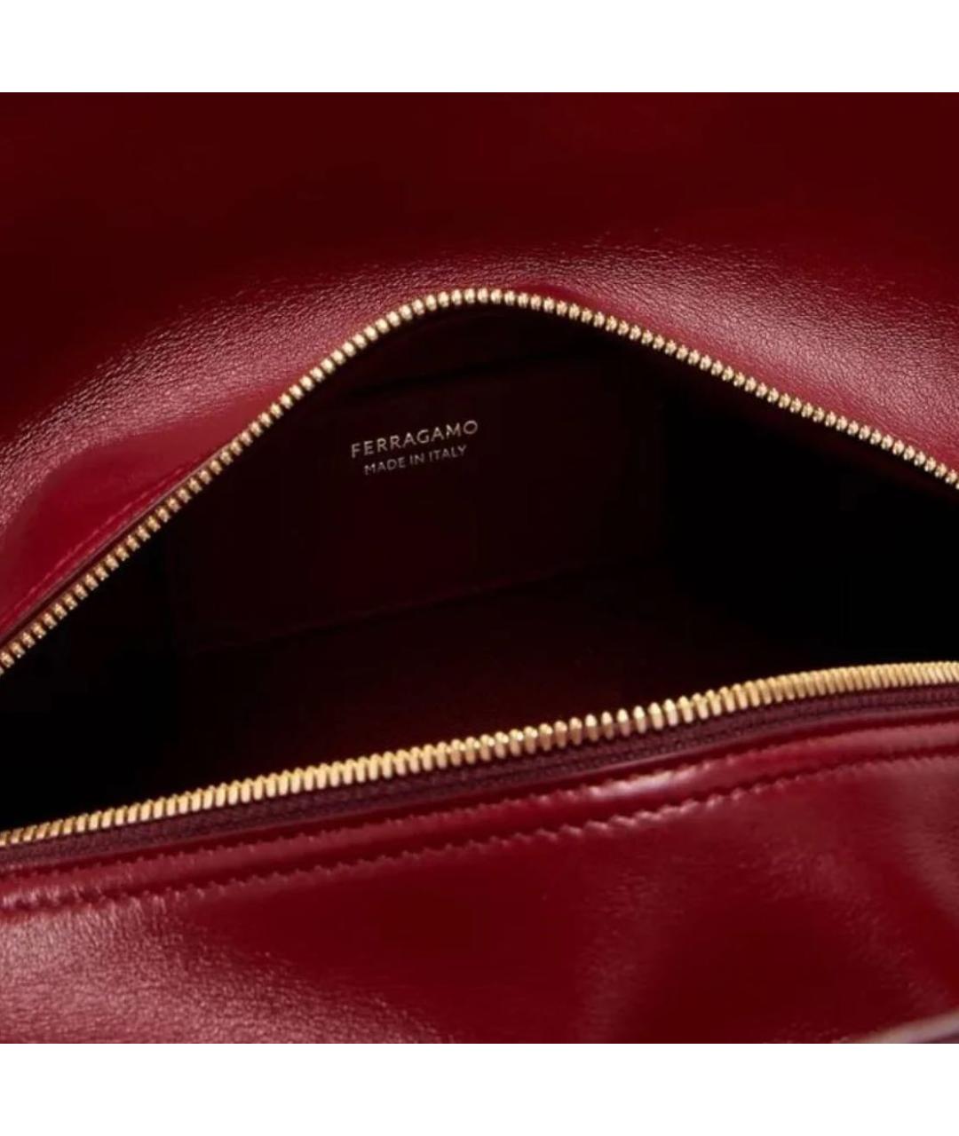 FERRAGAMO Бордовая кожаная сумка тоут, фото 4