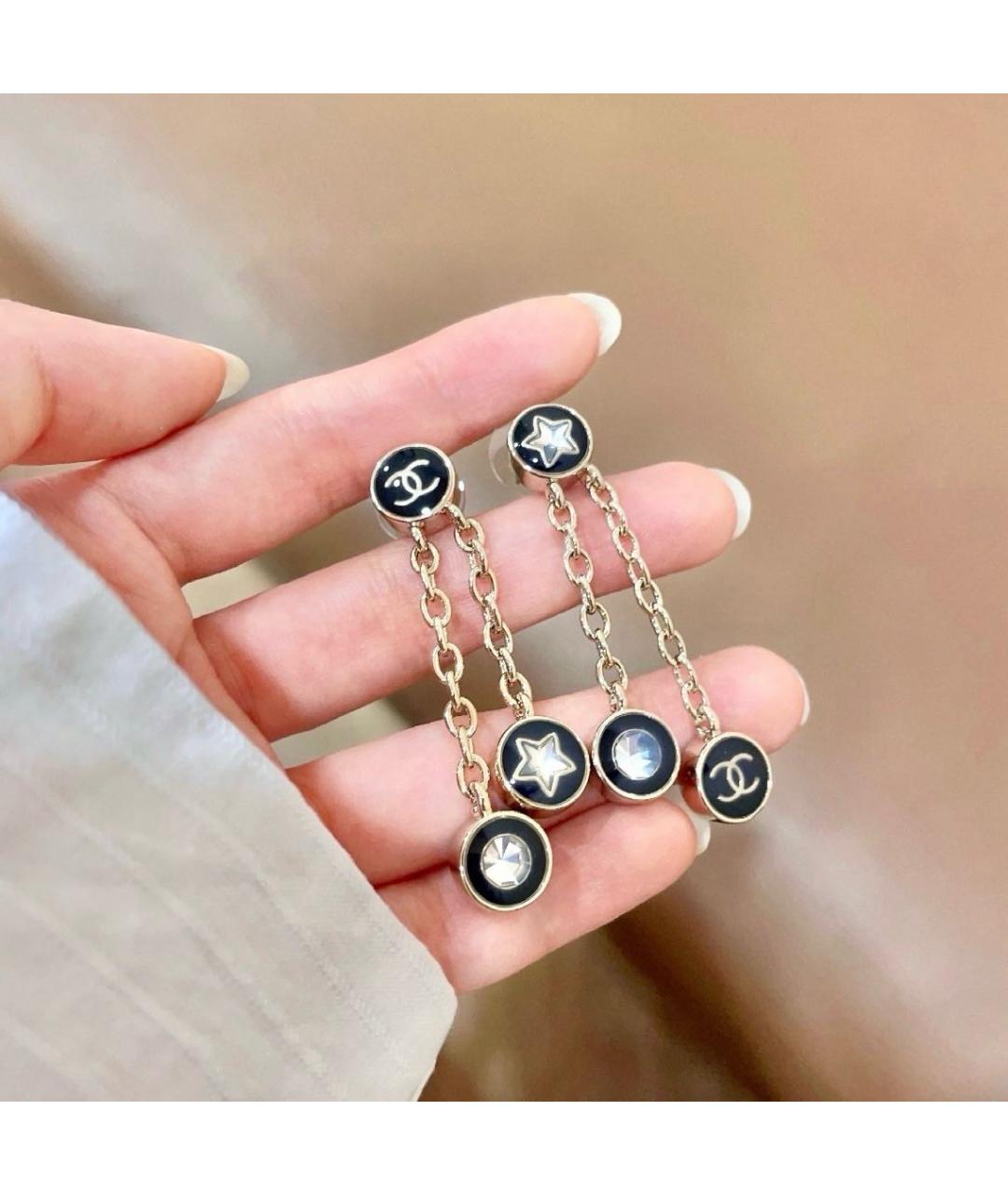 CHANEL Черные серьги, фото 3