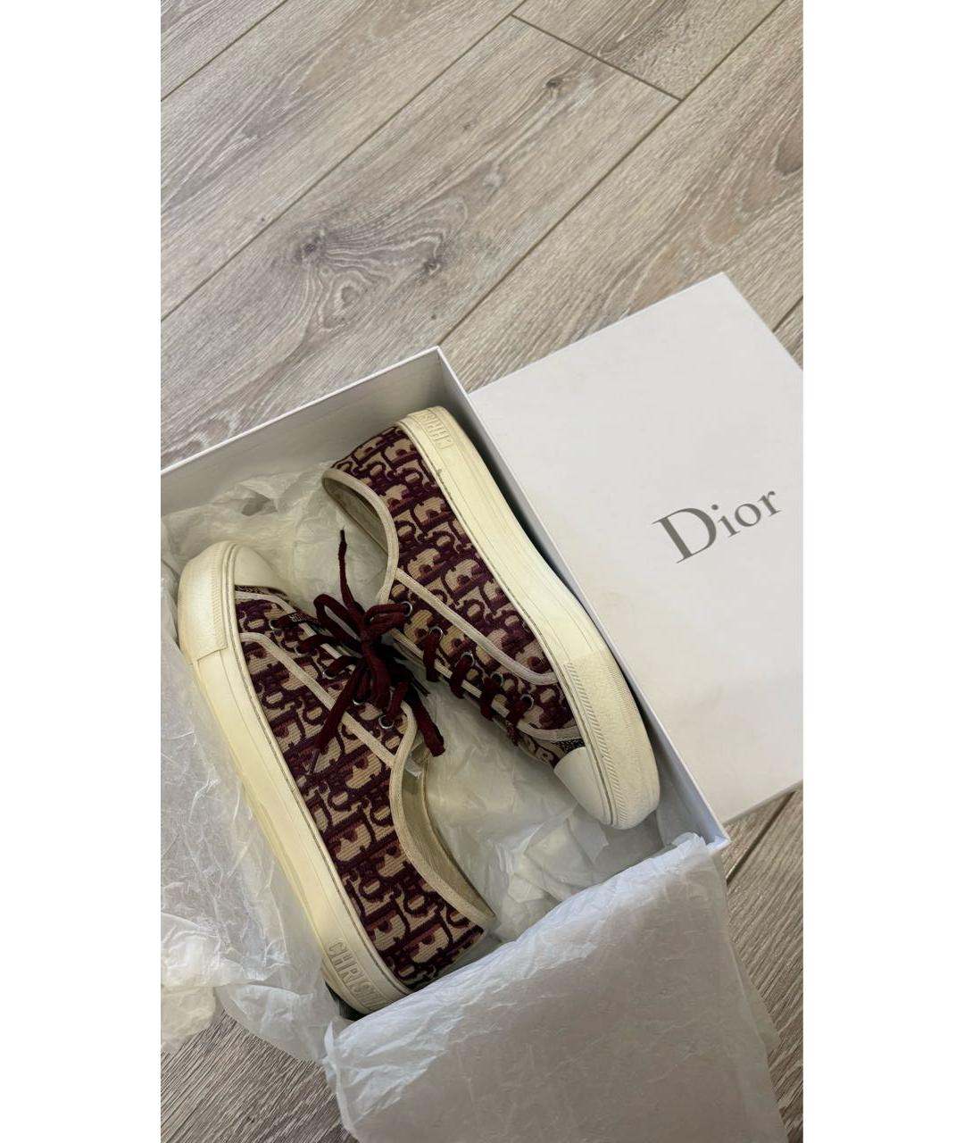 CHRISTIAN DIOR Бордовые текстильные кеды, фото 2
