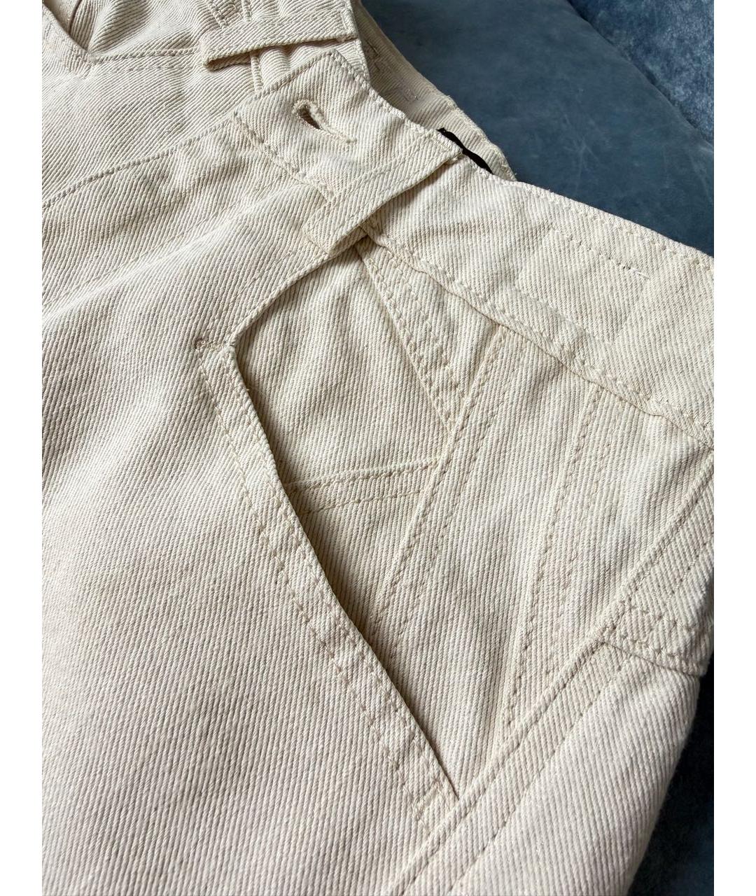 KITON Бежевые хлопко-эластановые прямые джинсы, фото 4