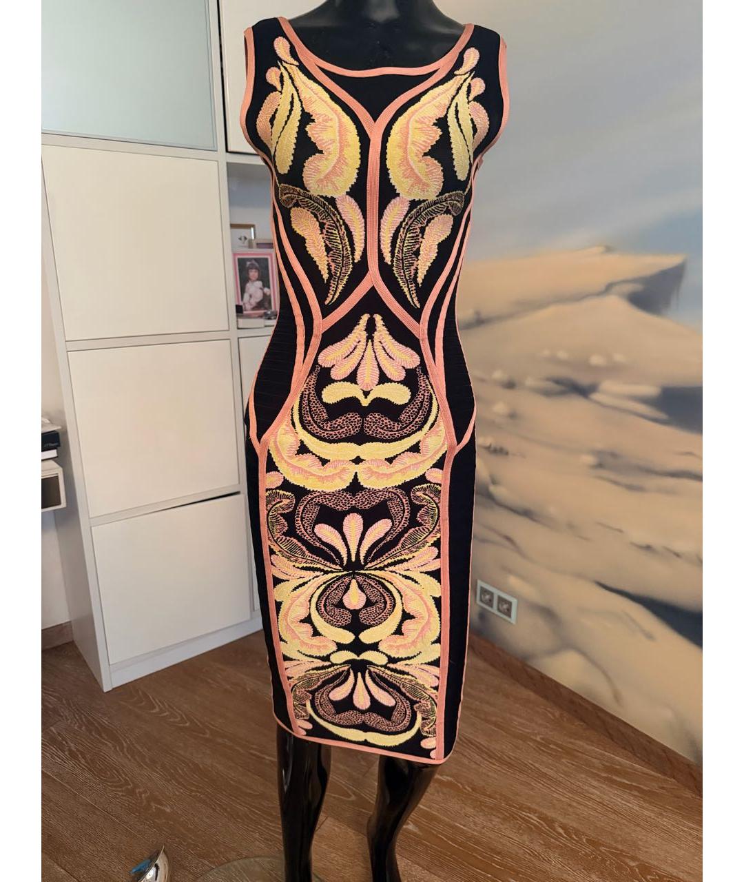 HERVE LEGER Коралловое вискозное коктейльное платье, фото 8