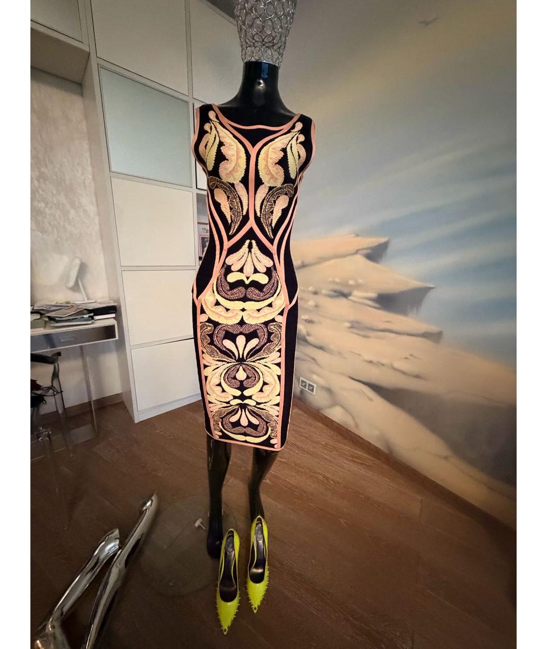 HERVE LEGER Коралловое вискозное коктейльное платье, фото 7