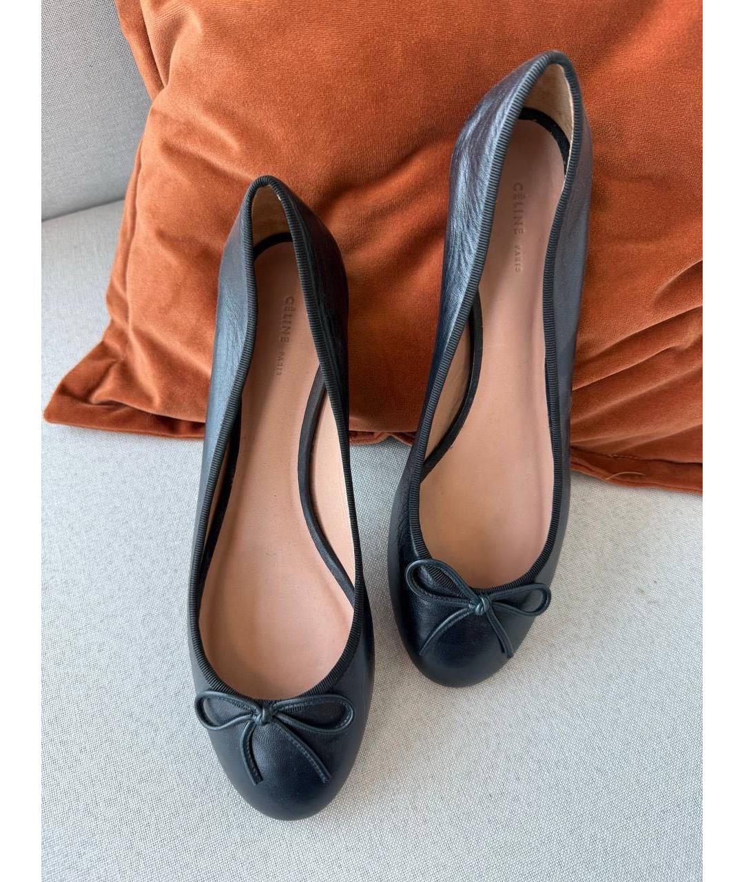 CELINE Черные кожаные балетки, фото 6