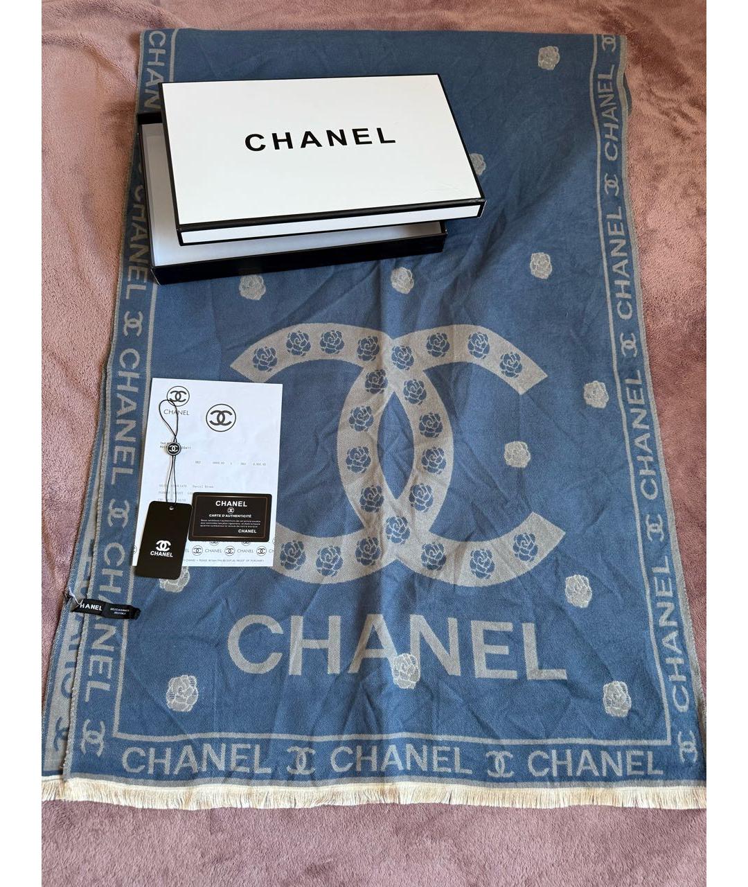 CHANEL Темно-синий кашемировый шарф, фото 2