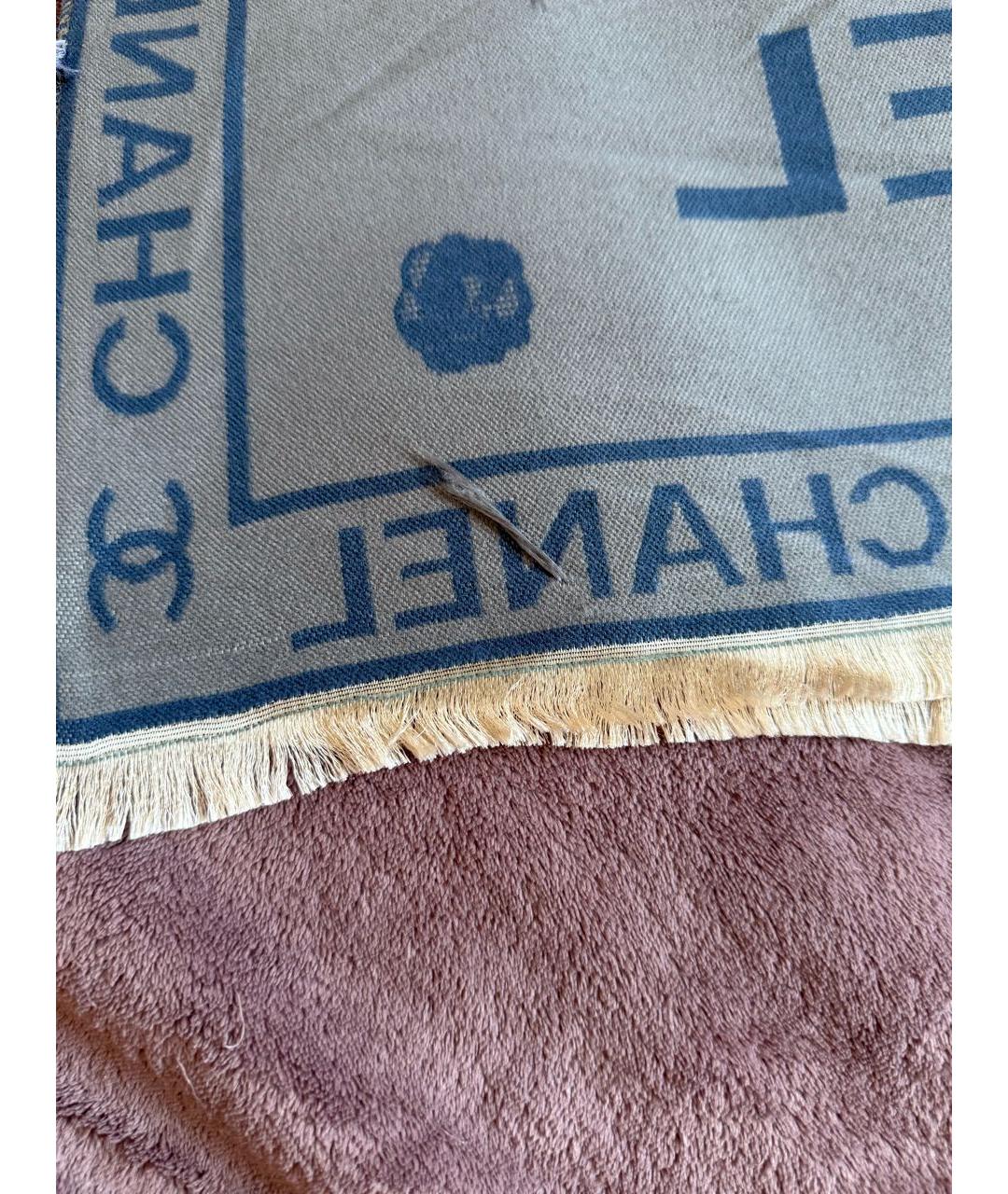 CHANEL Темно-синий кашемировый шарф, фото 3