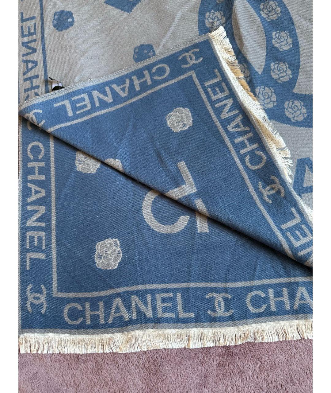 CHANEL Темно-синий кашемировый шарф, фото 4