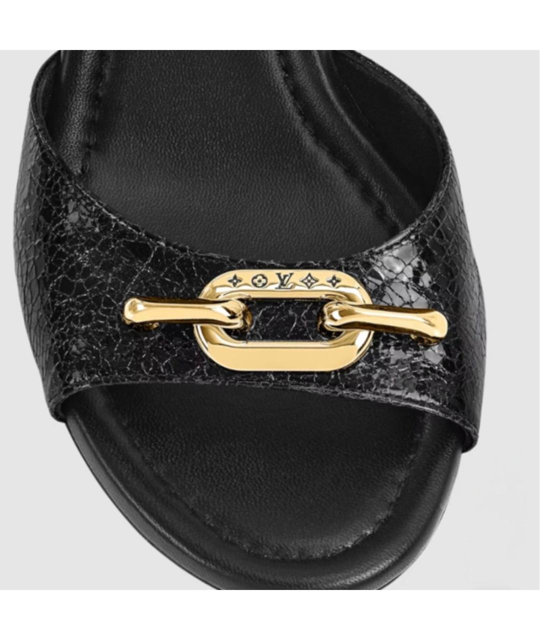 LOUIS VUITTON Черные кожаные босоножки, фото 3