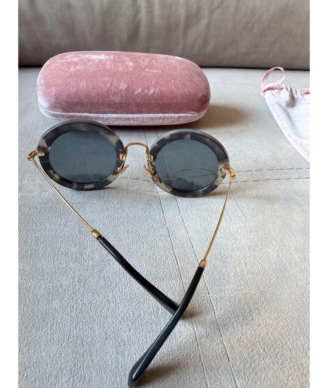 MIU MIU Коричневые пластиковые солнцезащитные очки, фото 2