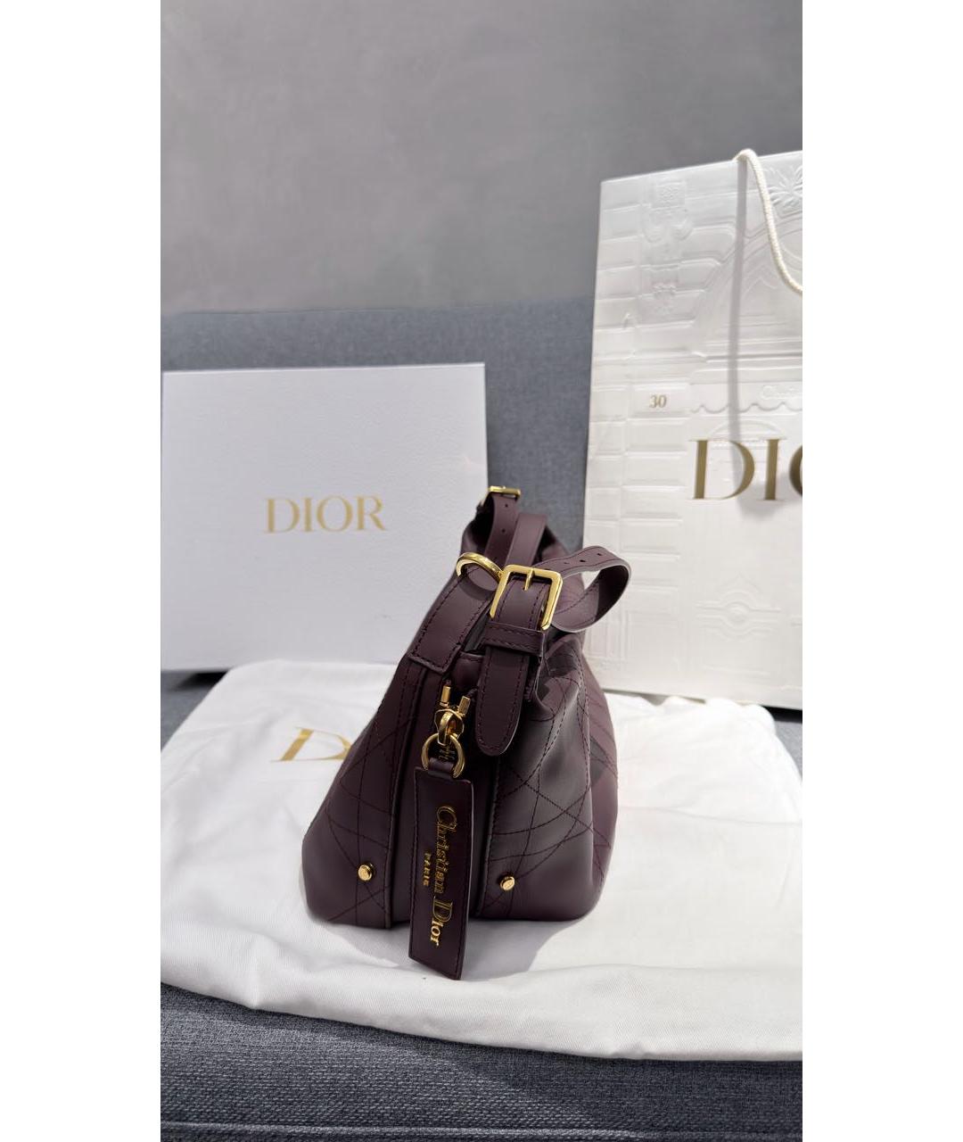 CHRISTIAN DIOR Бордовая кожаная сумка через плечо, фото 6