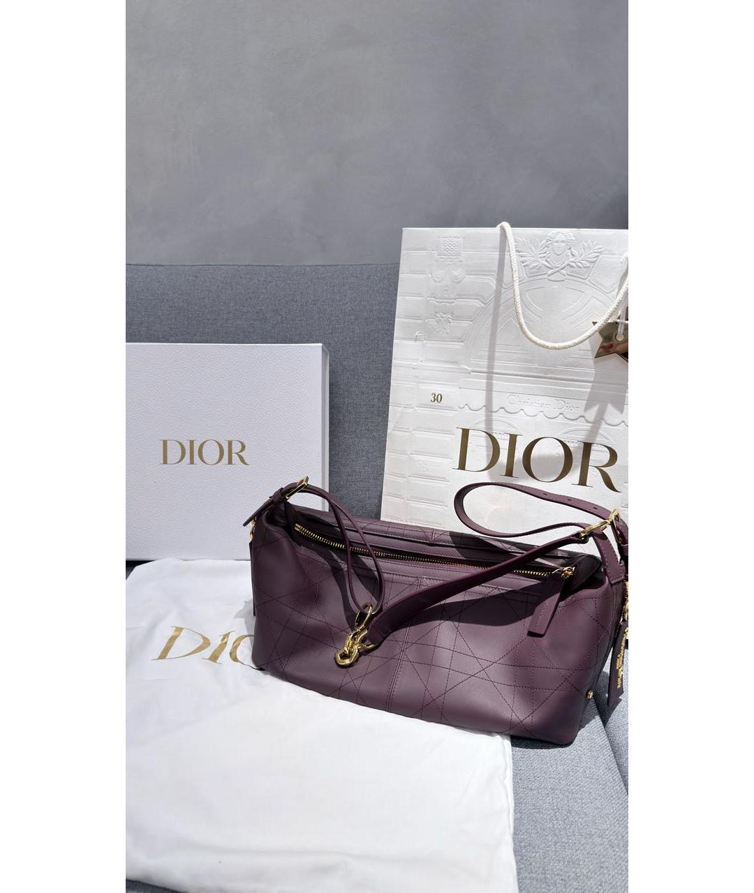CHRISTIAN DIOR Бордовая кожаная сумка через плечо, фото 2