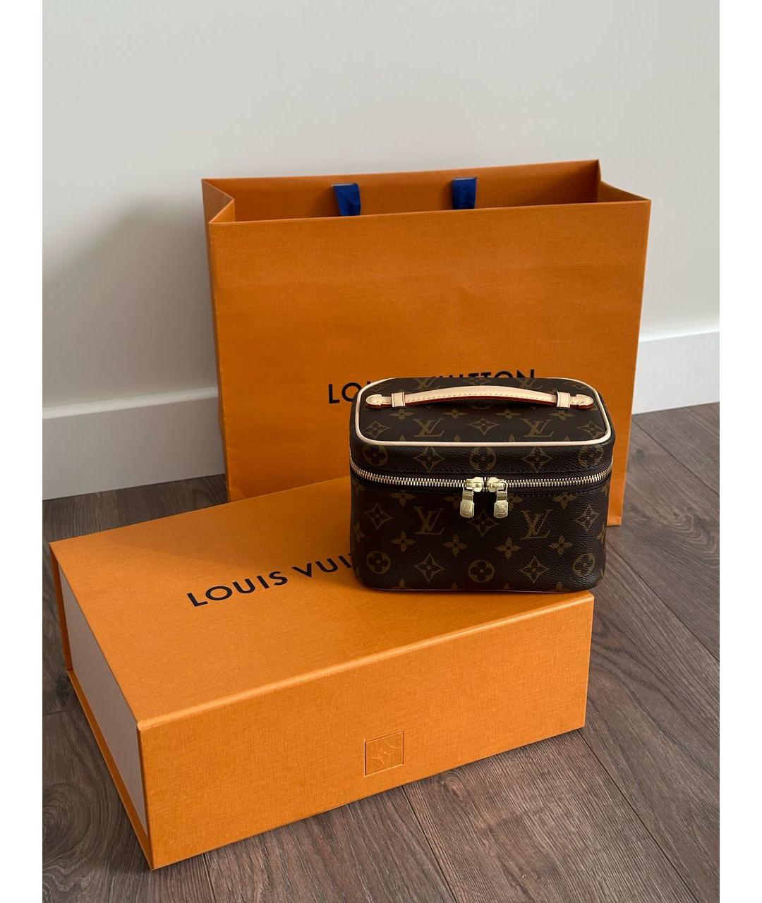 LOUIS VUITTON Коричневая кожаная косметичка, фото 5