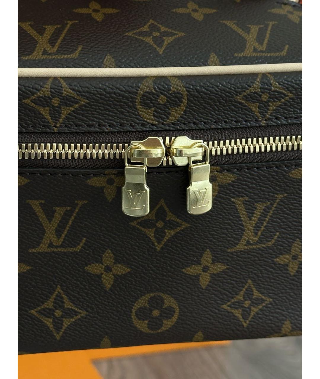 LOUIS VUITTON Коричневая кожаная косметичка, фото 6