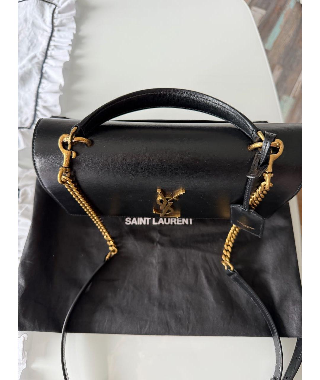 SAINT LAURENT Черная кожаная сумка через плечо, фото 3