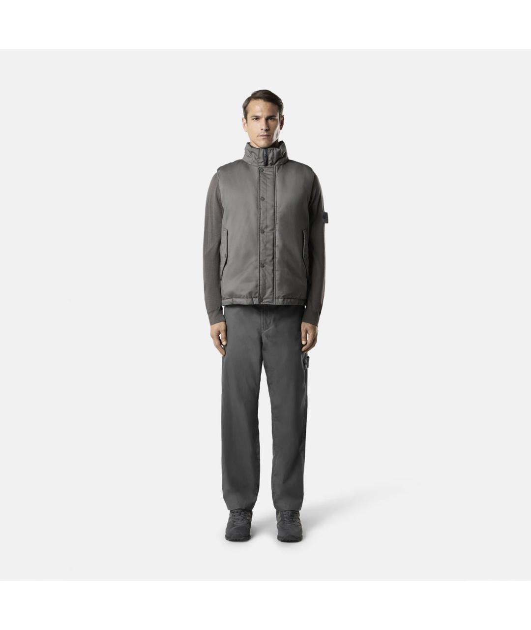 STONE ISLAND Серые хлопковые повседневные брюки, фото 2