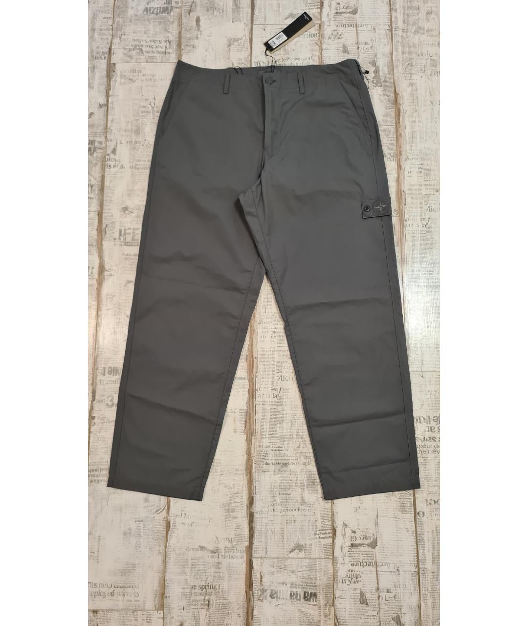 STONE ISLAND Серые хлопковые повседневные брюки, фото 5