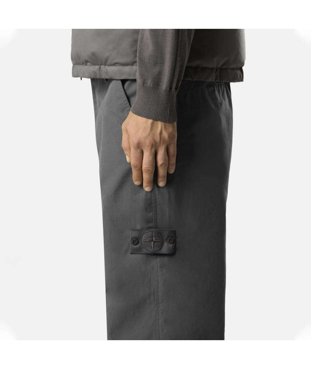 STONE ISLAND Серые хлопковые повседневные брюки, фото 3