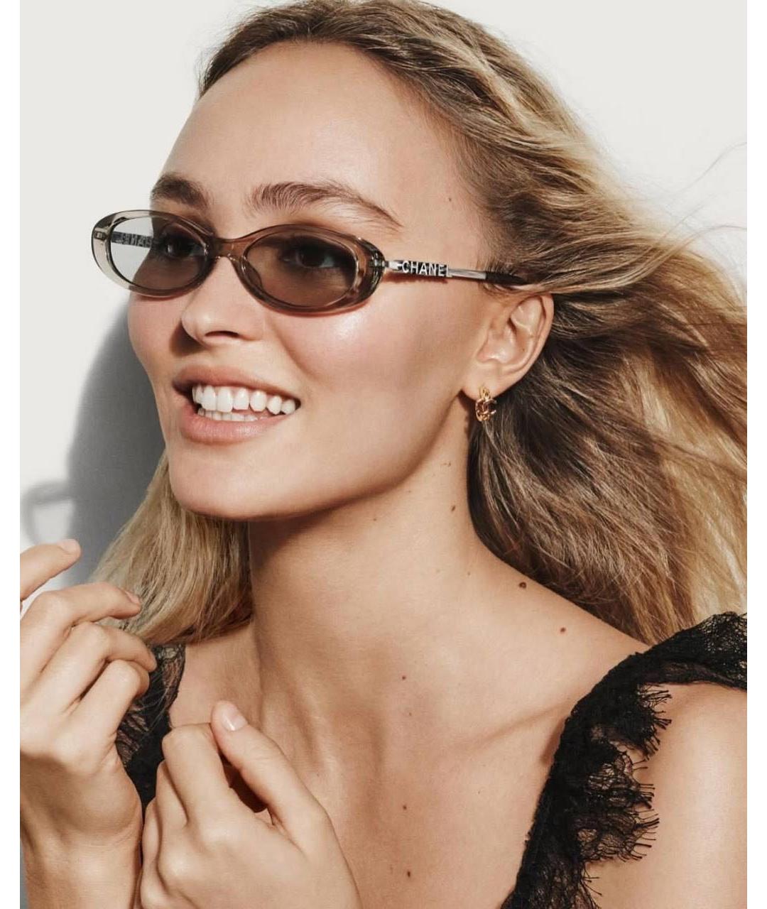CHANEL Хаки пластиковые солнцезащитные очки, фото 5
