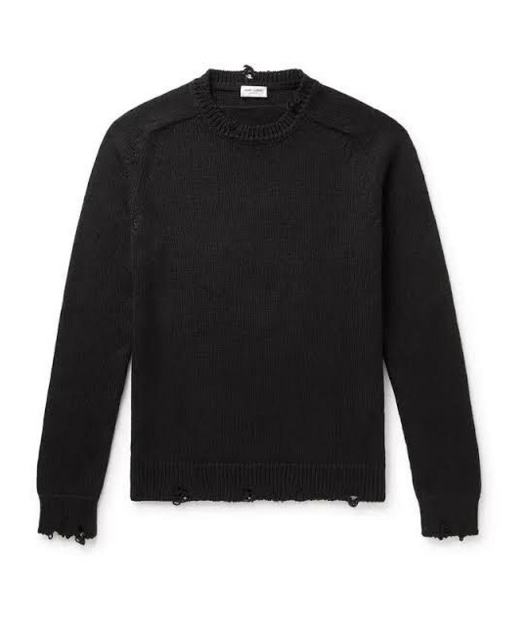 SAINT LAURENT Черный хлопковый джемпер / свитер, фото 1