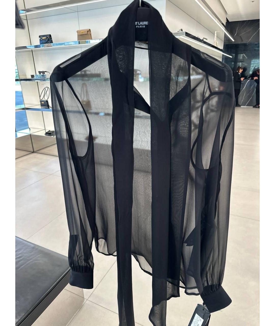 SAINT LAURENT Черная шелковая блузы, фото 4