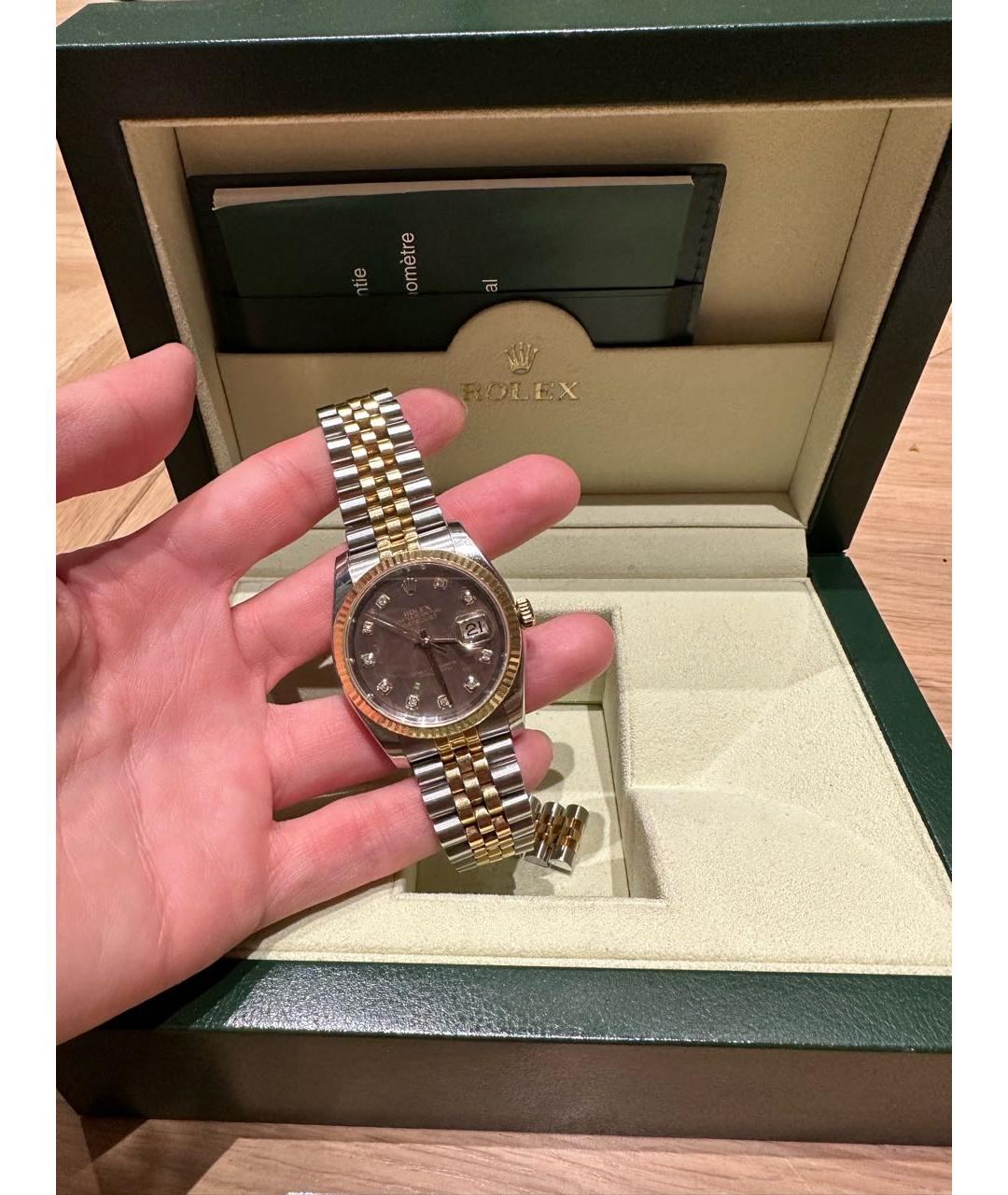 ROLEX Белые часы из желтого золота, фото 4