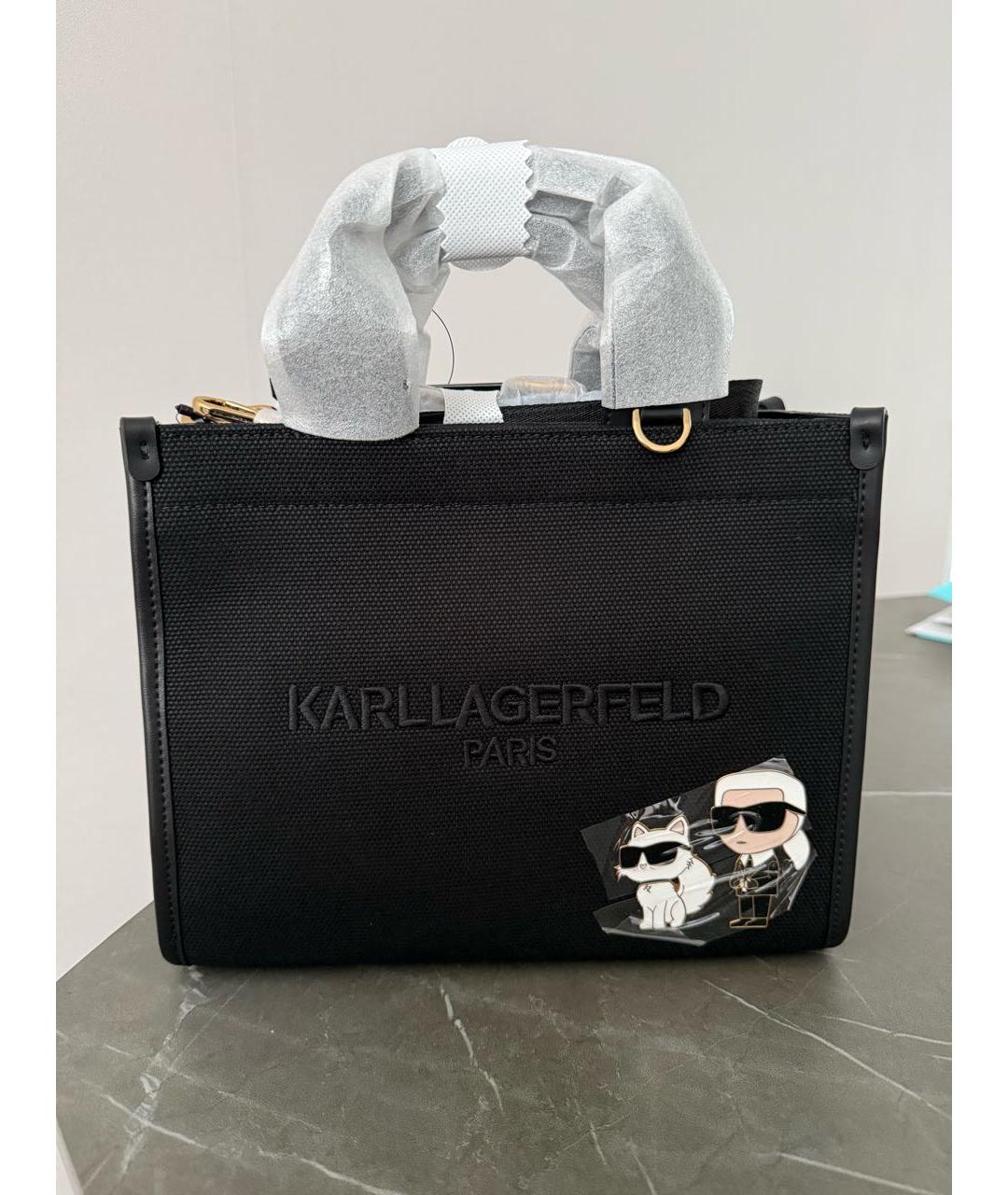 KARL LAGERFELD Черная тканевая сумка тоут, фото 9