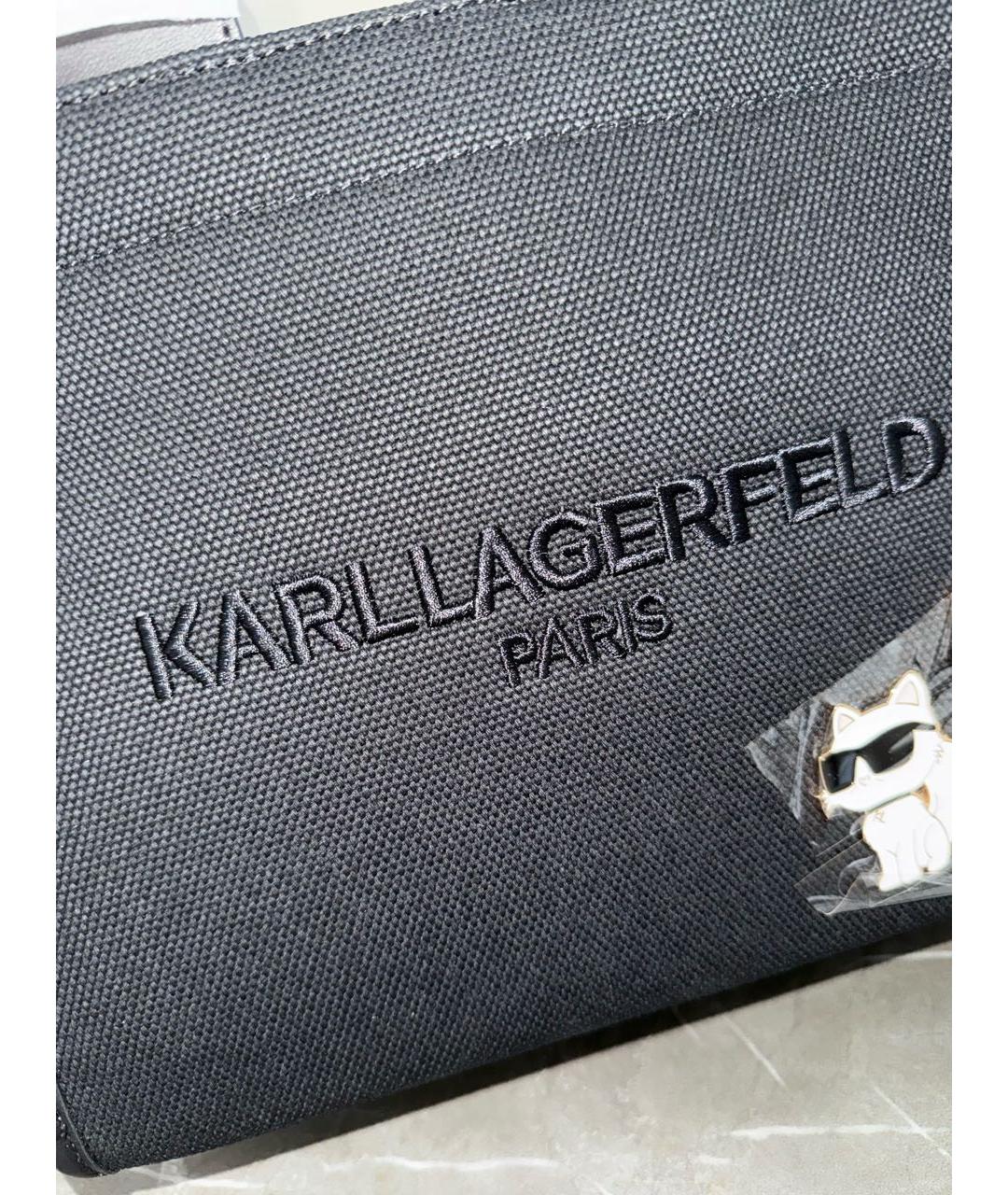 KARL LAGERFELD Черная тканевая сумка тоут, фото 7