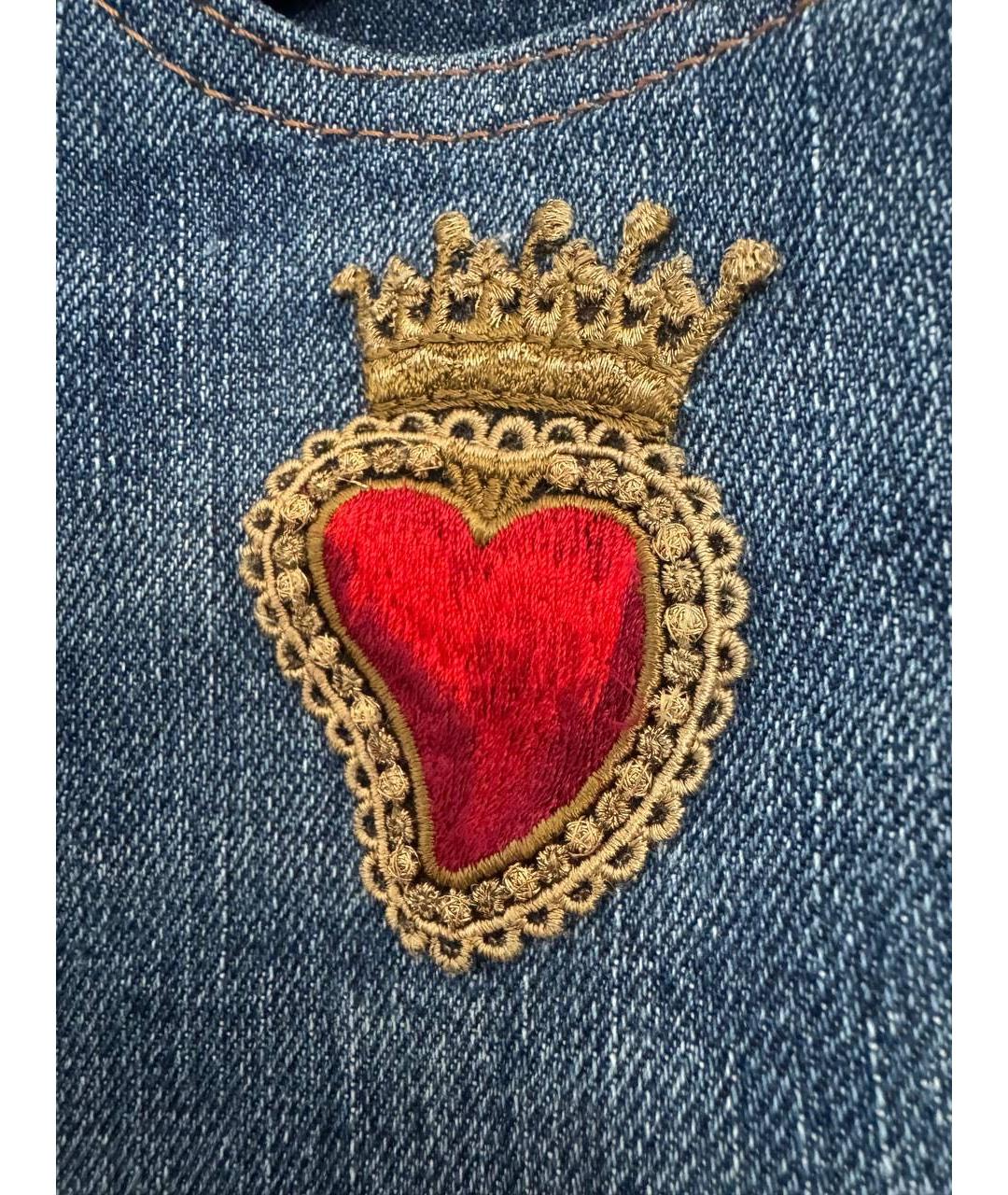 DOLCE&GABBANA Синие хлопко-эластановые прямые джинсы, фото 2