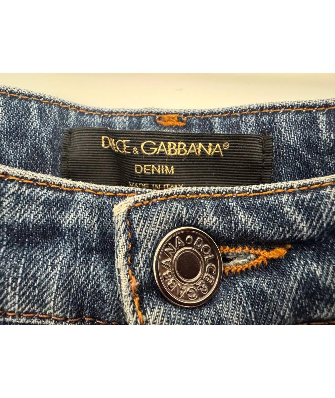 DOLCE&GABBANA Синие хлопко-эластановые прямые джинсы, фото 3