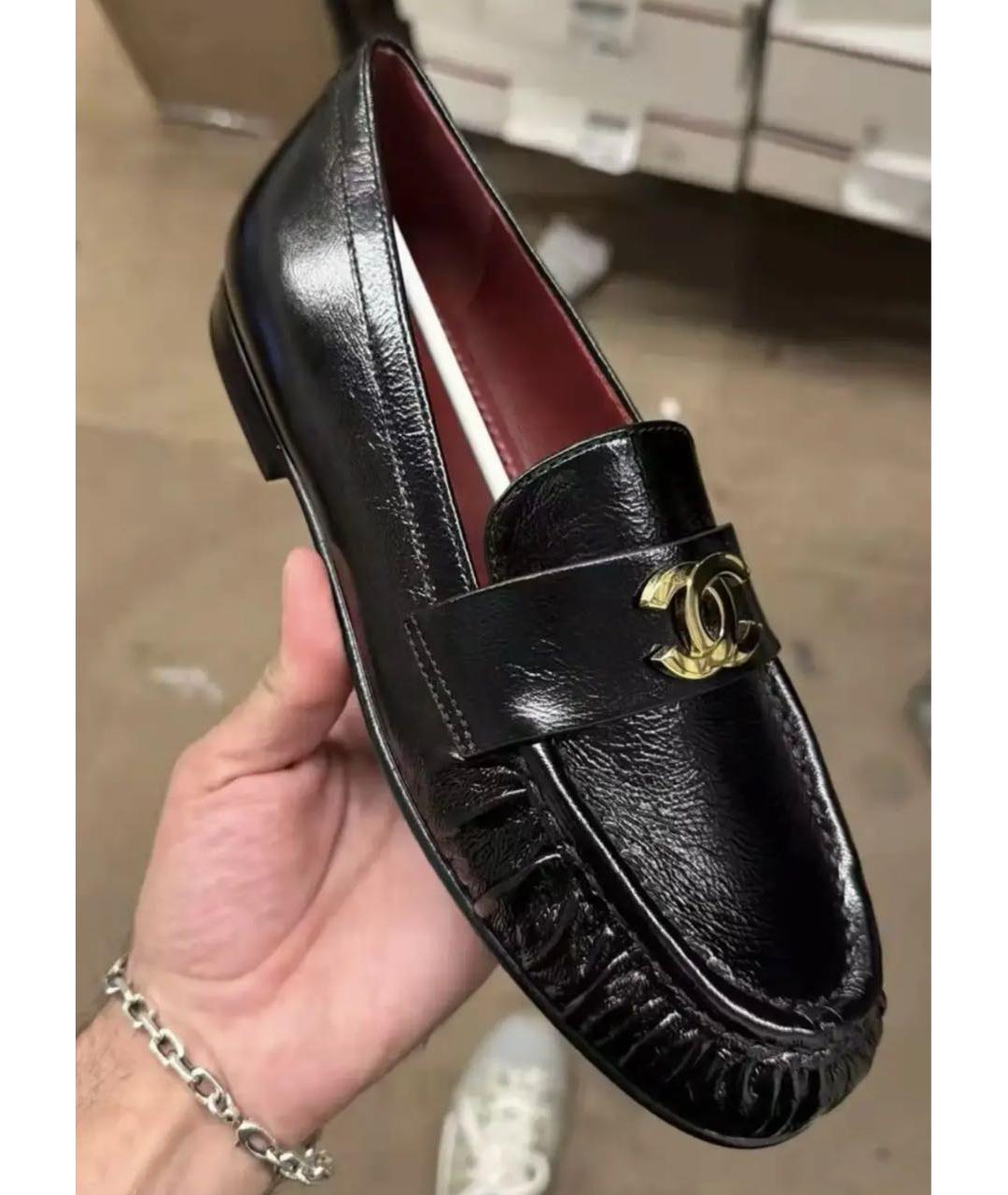 CHANEL Черные кожаные лоферы, фото 3