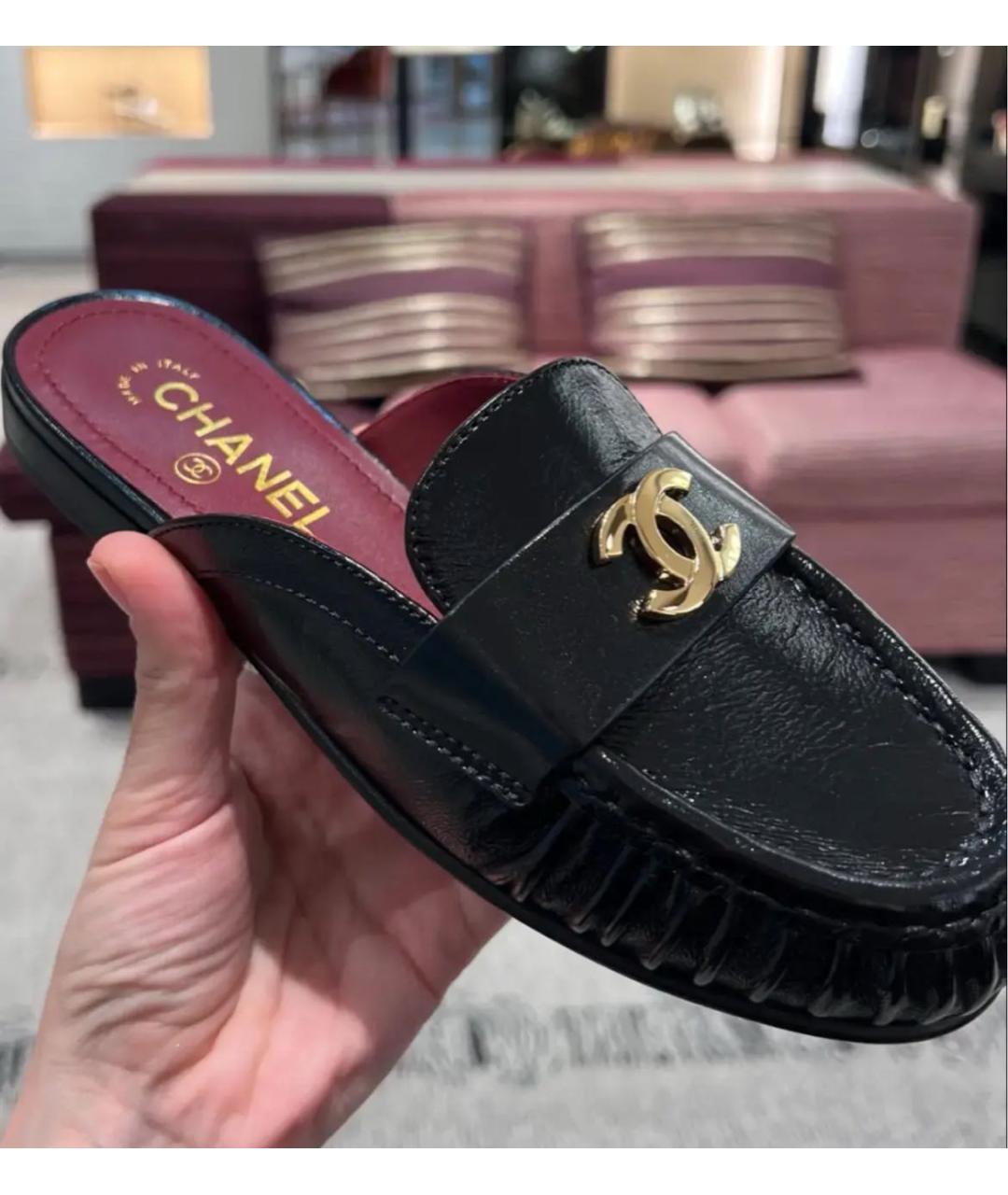 CHANEL Черные кожаные лоферы, фото 4