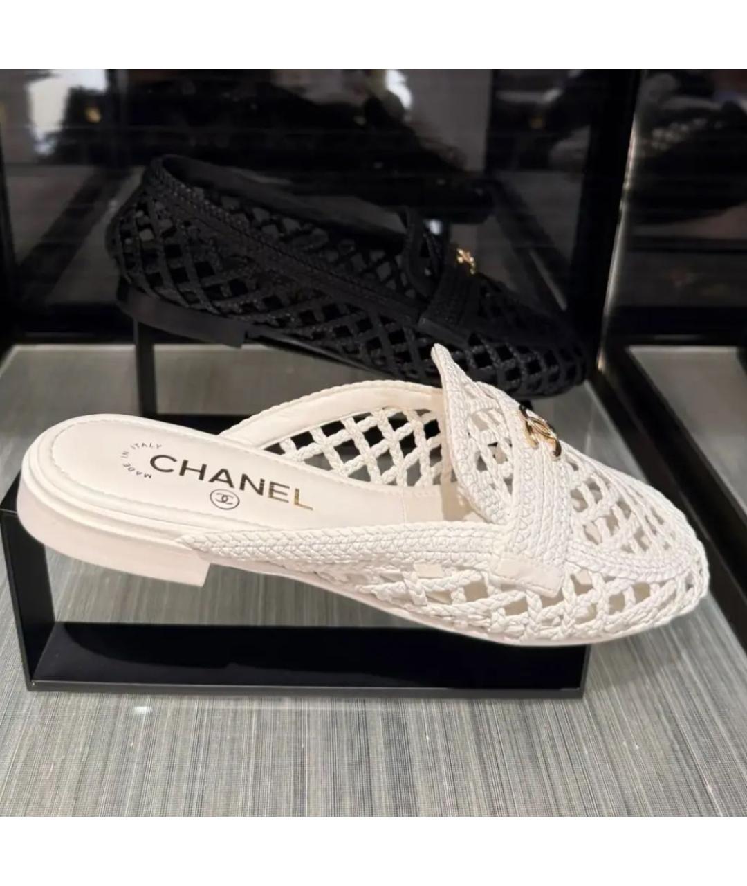 CHANEL Белые кожаные мюли, фото 2