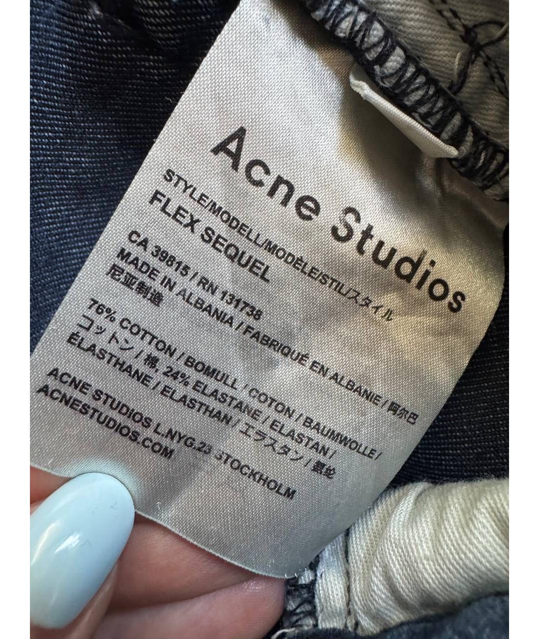 ACNE STUDIOS Синие хлопко-эластановые джинсы слим, фото 5