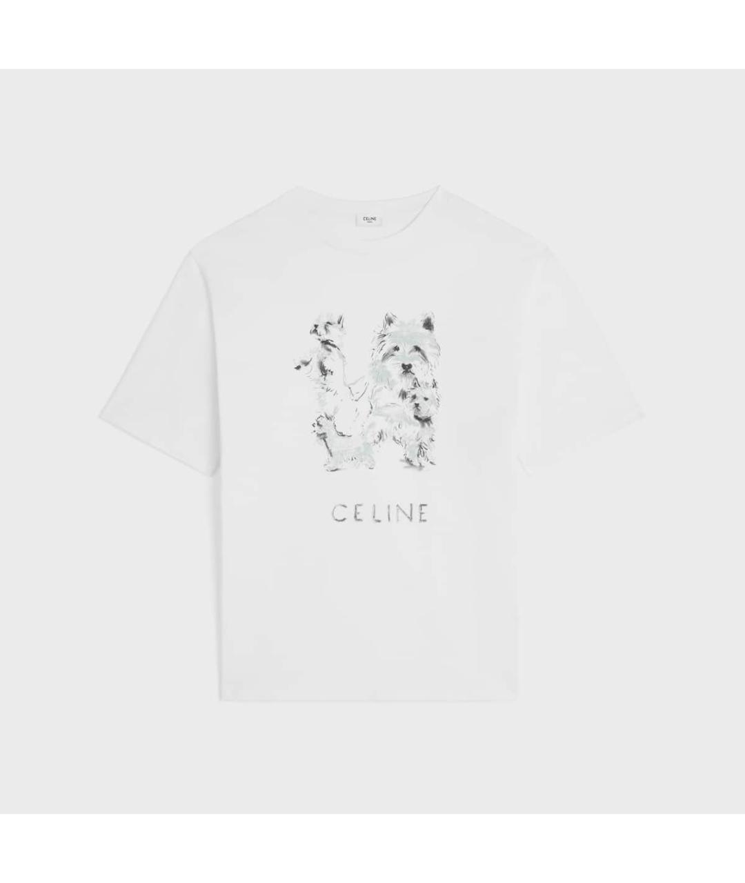 CELINE Белая хлопковая футболка, фото 9