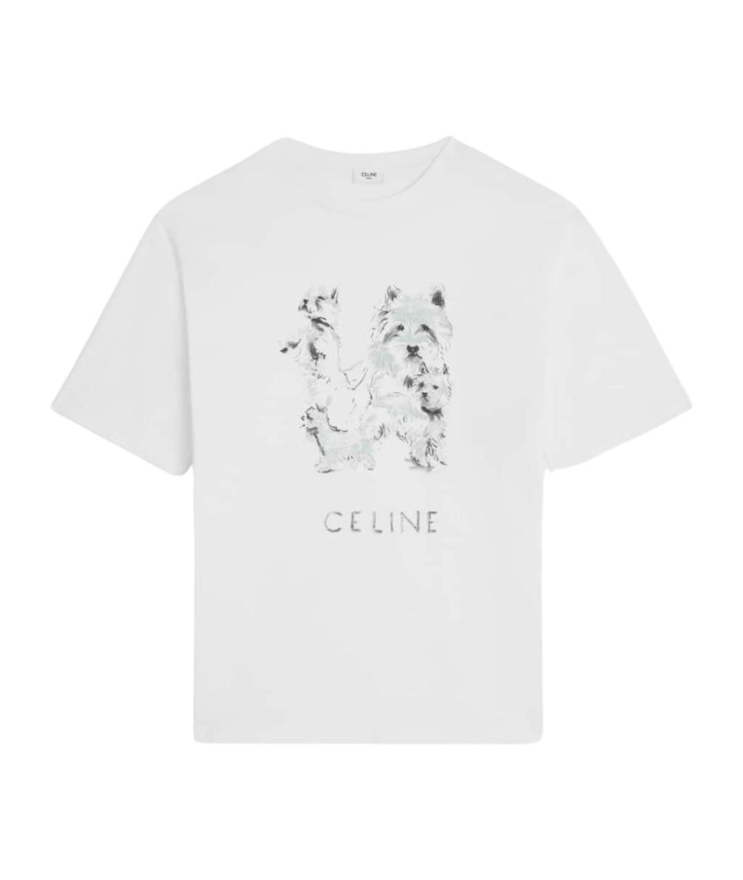 CELINE Белая хлопковая футболка, фото 1